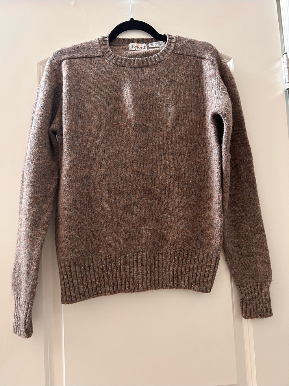 VTG Byford 100% Shetland Wool Made in Hong Kong Crewneck Brown Heathered Sweater